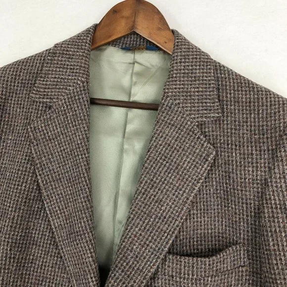 Pendleton VTG Men's Size 42T Brown Grey Virgin Wool Two-Button Blazer Jacket - Picture 2 of 11